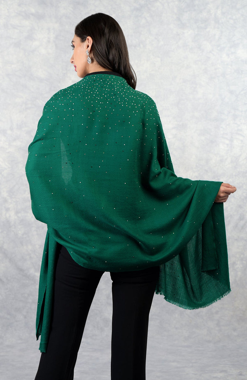 Ira Emerald Twinkle Swarovski Pure Cashmere Stole