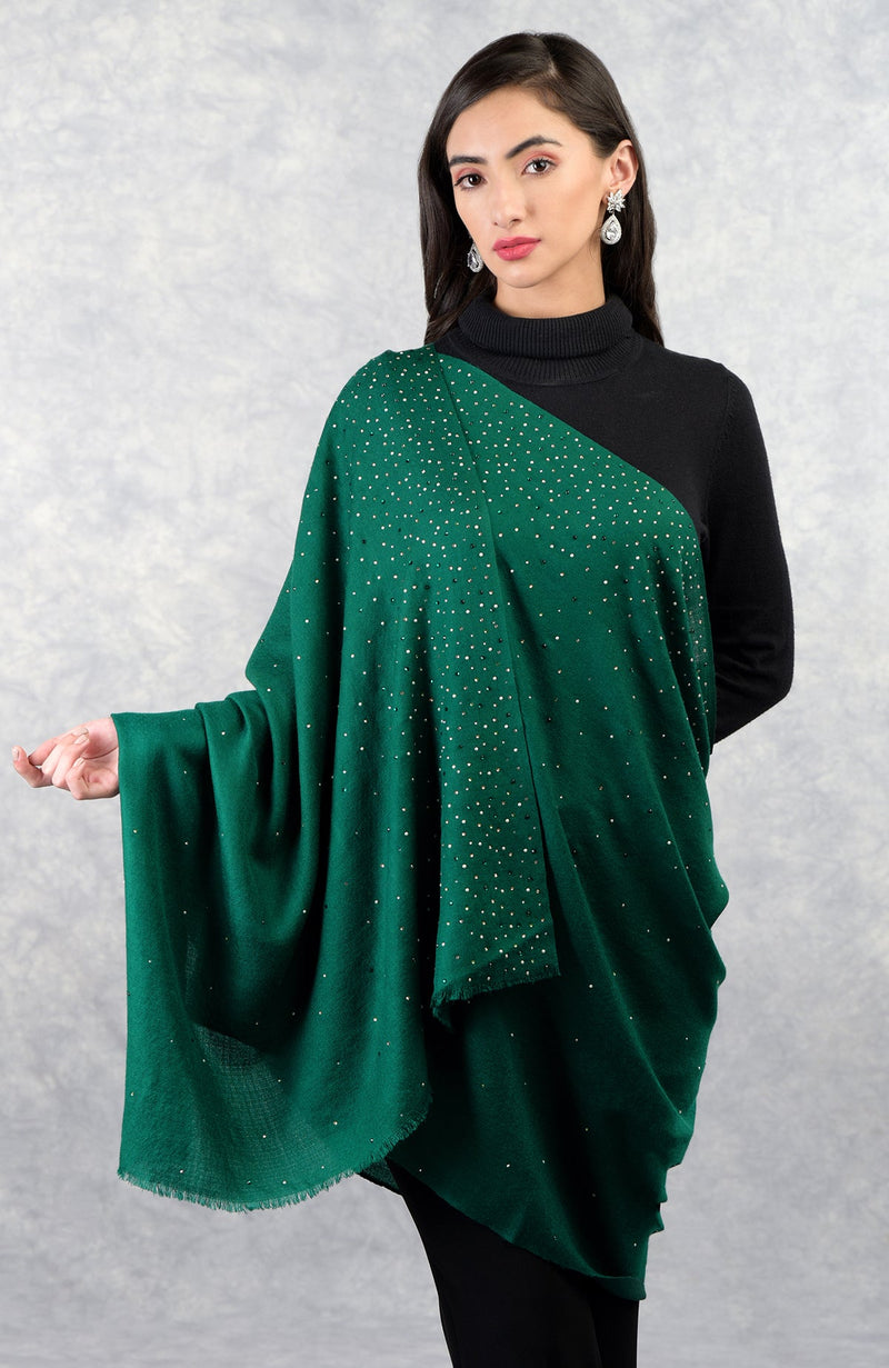 Ira Emerald Twinkle Swarovski Pure Cashmere Stole