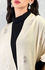 Ira Cream Floral Swarovski Pure Cashmere Stole