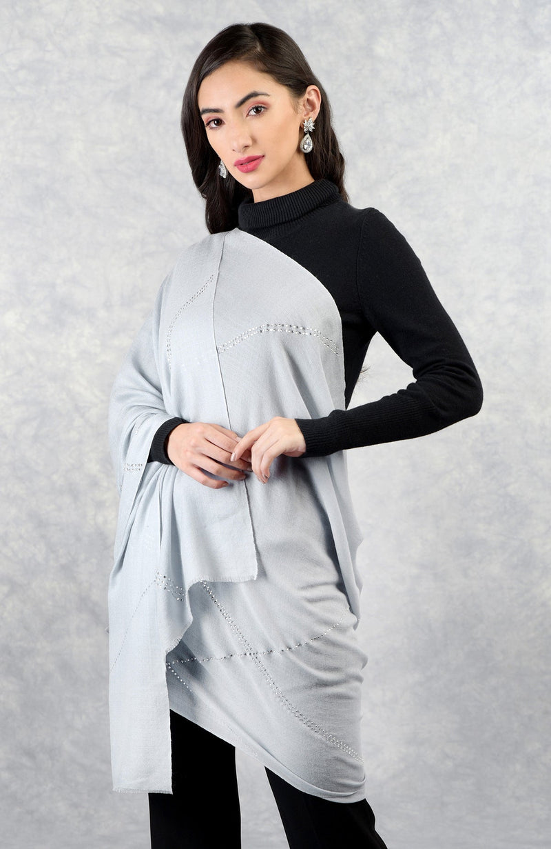 Ira Winter Sky Swarovski Pure Cashmere Stole