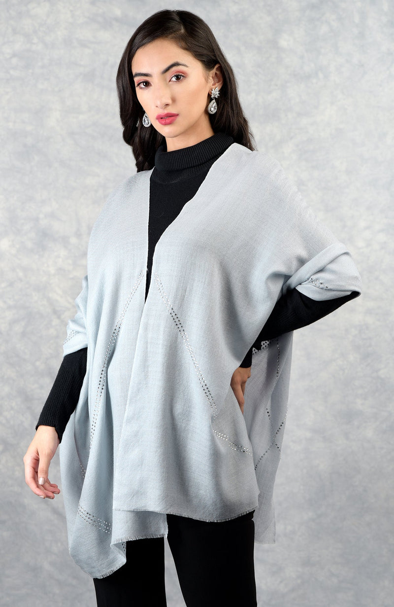 Ira Winter Sky Swarovski Pure Cashmere Stole