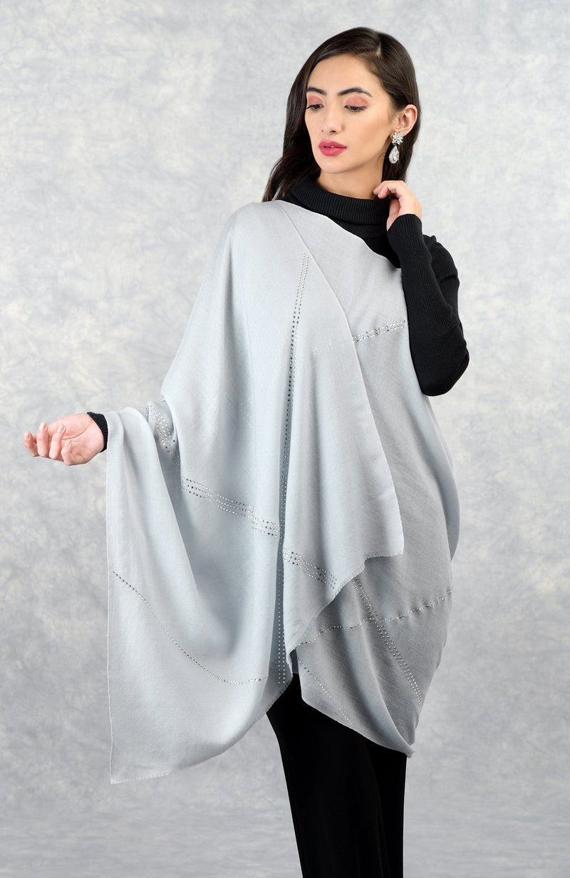 Ira Winter Sky Swarovski Pure Cashmere Stole
