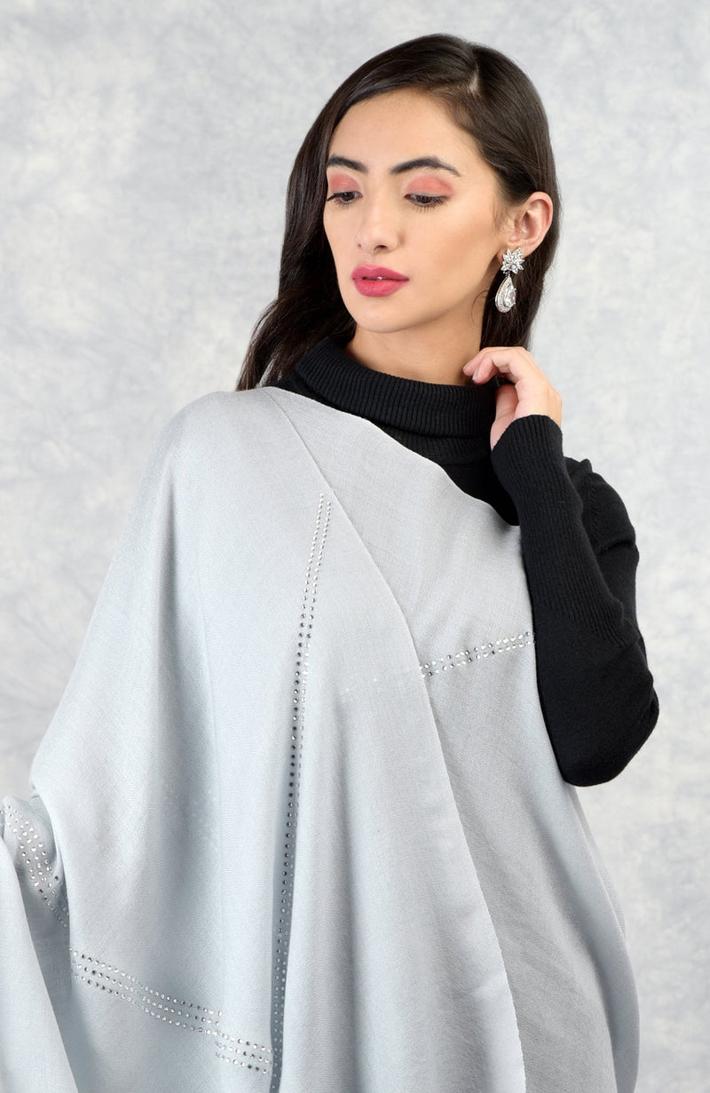 Ira Winter Sky Swarovski Pure Cashmere Stole