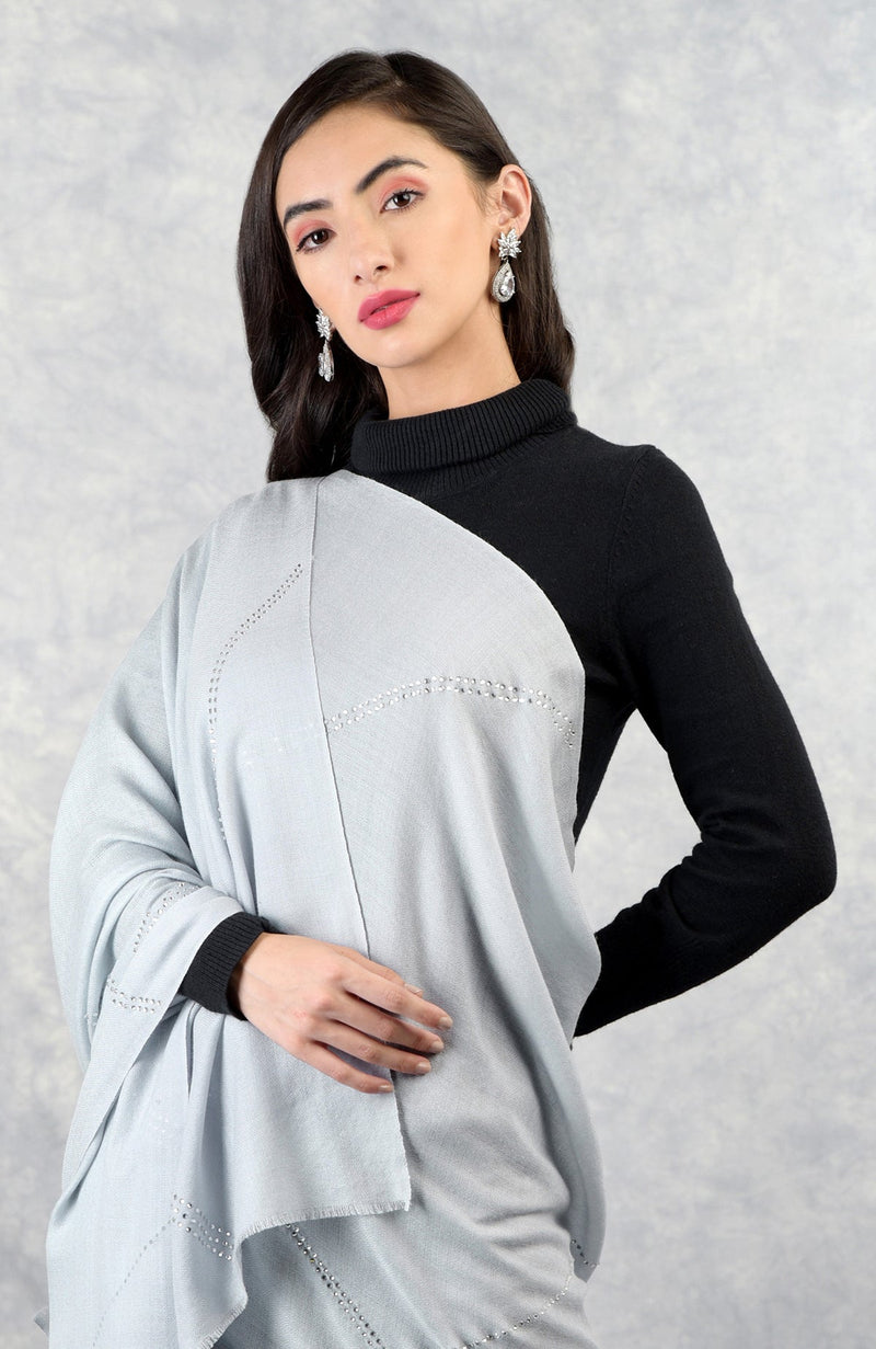 Ira Winter Sky Swarovski Pure Cashmere Stole