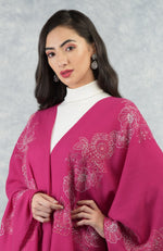 Frida Fuchsia Rose Floral Embroidered Pure Cashmere Stole