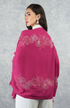 Frida Fuchsia Rose Floral Embroidered Pure Cashmere Stole