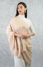 Frida Creole Pink Butterfly Embroidered Pure Cashmere Stole