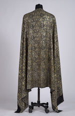 Black Masterpeice Gold and Silver Tilla Jamawar Hand Embroidered Pure Pashmina Long Shawl