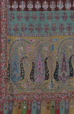 Masterpiece  Multi-Colour Kalamkari and Sozni Hand Embroidered Pure Pashmina Long Shawl