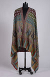 Masterpiece  Multi-Colour Kalamkari and Sozni Hand Embroidered Pure Pashmina Long Shawl