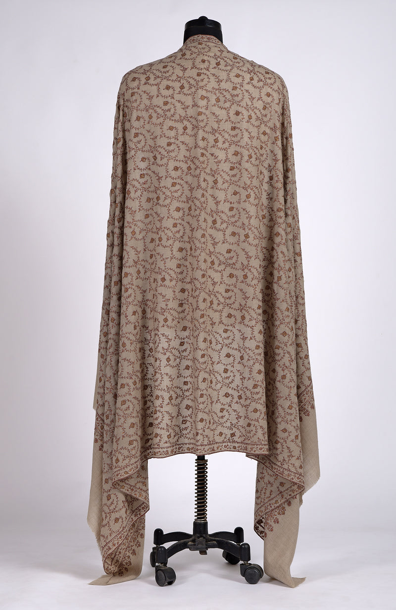 Toosh Colour Sozni Hand Embroidered Pure Pashmina Long Shawl