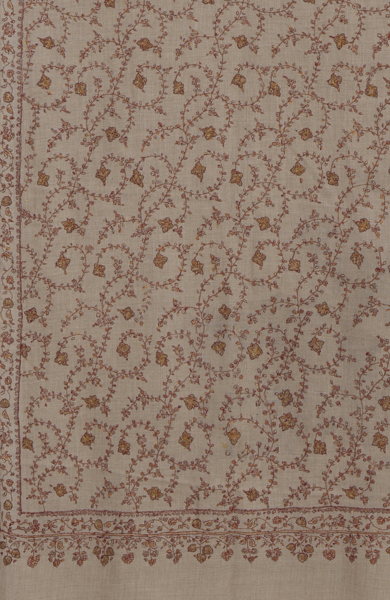 Toosh Colour Sozni Hand Embroidered Pure Pashmina Long Shawl