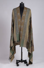 Camel Beige Sozni Hand Embroidered Pure Pashmina Long Shawl