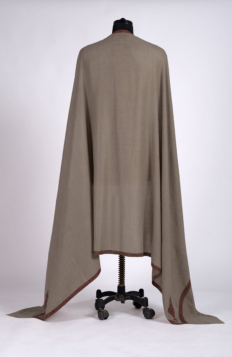 Toosh Colour Sozni Hand Embroidered Pure Pashmina Long Shawl