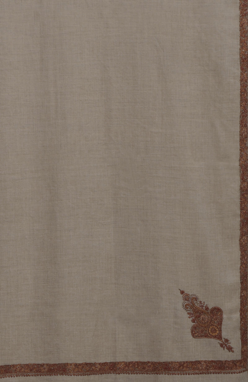 Toosh Colour Sozni Hand Embroidered Pure Pashmina Long Shawl