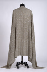 Beige Sozni Hand Embroidered Pure Pashmina Long Shawl