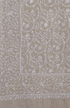 Beige Sozni Hand Embroidered Pure Pashmina Long Shawl