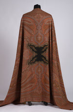 Beige Antique Jamawar Paisley Handcrafted Pure Pashmina Long Shawl