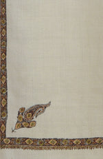 Off White Sozni Hand Embroidered Pure Pashmina Long Shawl