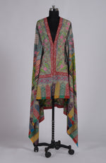Multi-colour Shikargah Kalamkari and Sozni Hand Embroidered Pure Pashmina Shawl