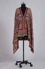 Beige Kalamkari and Sozni Hand Embroidered Pure Pashmina Shawl