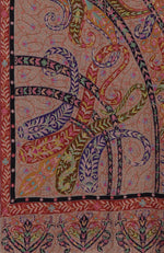 Beige Kalamkari and Sozni Hand Embroidered Pure Pashmina Shawl