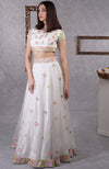 Pearl White Resham Embroidered Lehenga Set With Dupatta