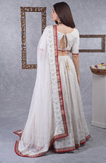 Ivory Chikankari-Kamdani Embroidered Lehenga Set