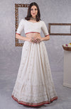 Ivory Chikankari-Kamdani Embroidered Lehenga Set