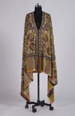Cream Kalamkari and Sozni Hand Embroidered Pure Pashmina Shawl