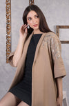 Camel Beige Hand Embroidered Pure Wool Crepe Jacket