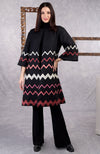 Frida Black Chevron Embroidered Pure Wool Crepe Jacket