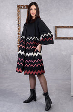 Frida Black Chevron Embroidered Pure Wool Crepe Jacket
