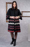 Frida Black Chevron Embroidered Pure Wool Crepe Jacket