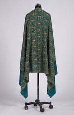 Teal Blue Sozni Hand Embroidered Pure Pashmina Shawl