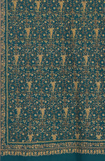 Teal Blue Sozni Hand Embroidered Pure Pashmina Shawl