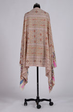 Pashmina White Kani Pallav And Sozni Hand Embroidered Pure Pashmina Shawl