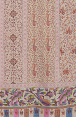 Pashmina White Kani Pallav And Sozni Hand Embroidered Pure Pashmina Shawl