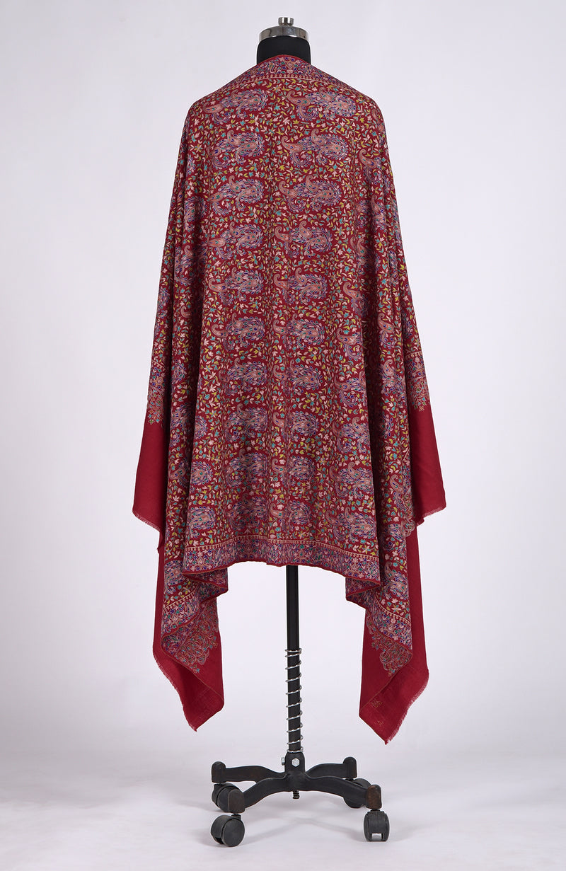 Red Sozni Hand Embroidered Pure Pashmina Shawl