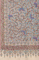 Pashmina White Sozni Hand Embroidered Pure Pashmina Shawl