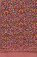 Masterpiece Dark Peach Jamawar Hand Embroidered Pure Pashmina Shawl