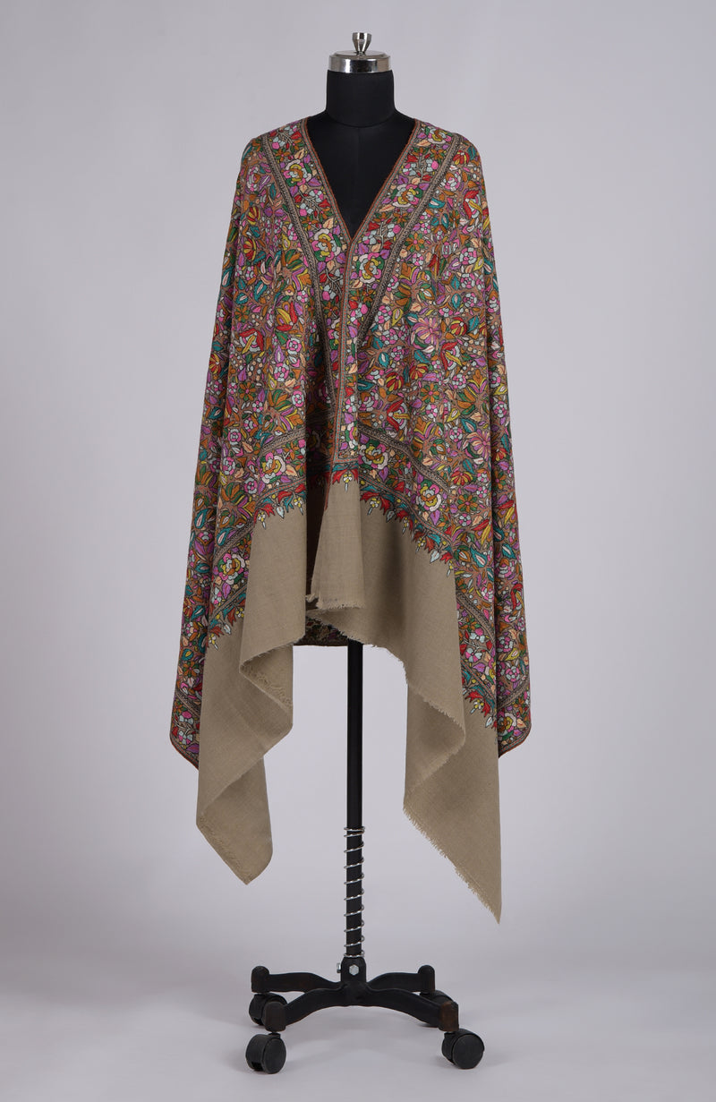 Toosh Colour Masterpiece Papier Mache Jamawar Hand Embroidered Pure Pashmina Shawl