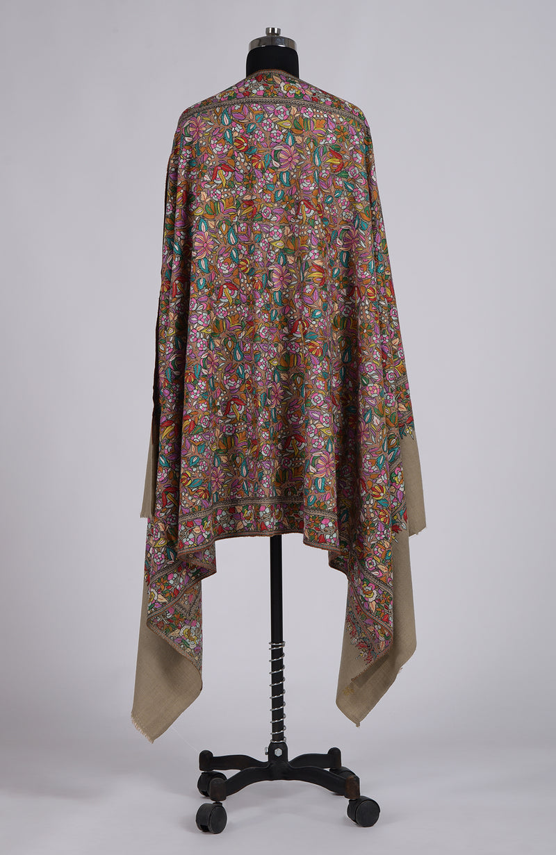 Toosh Colour Masterpiece Papier Mache Jamawar Hand Embroidered Pure Pashmina Shawl
