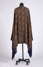 Navy Blue Sozni Jamawar Hand Embroidered Pure Pashmina Shawl