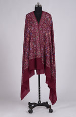 Maroon Sozni Jamawar Hand Embroidered Pure Pashmina Shawl