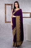 Black-Gold Kashmiri Tilla Aari Embroidered Crepe Saree