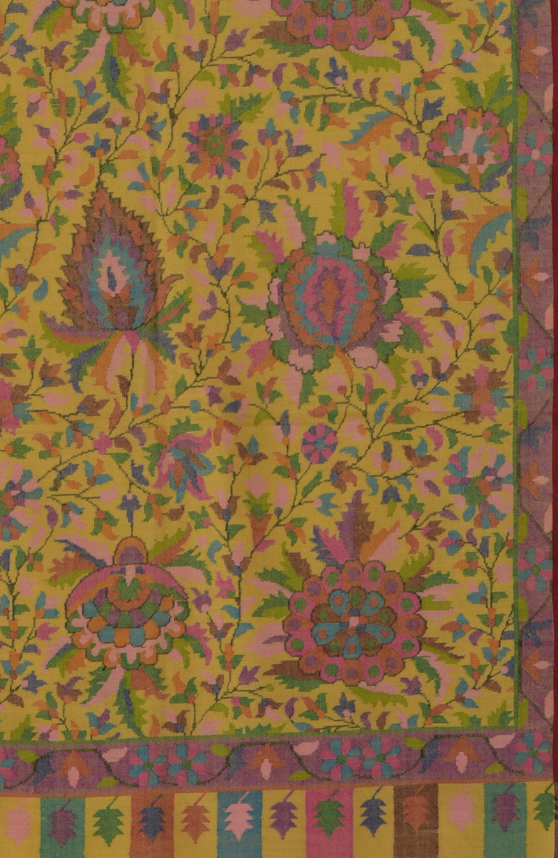 Yellow Kani Weave Handcrafted Jamawar Pure Pashmina Shawl