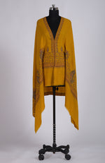 Mustard Sozni Hand Embroidered Pure Pashmina Shawl
