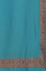 Turquoise Sozni Hand Embroidered Pure Pashmina Shawl
