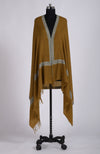 Dark Gold Sozni Hand Embroidered Pure Pashmina Shawl